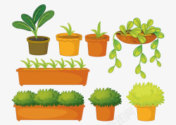绿色盆栽植物矢量图素材