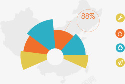 地图饼图说明图素材