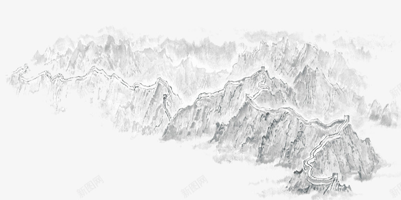 连绵的的山脉psd免抠素材_88icon https://88icon.com 中国风 山峰 山水画 山脉 山脉纹理 水墨画
