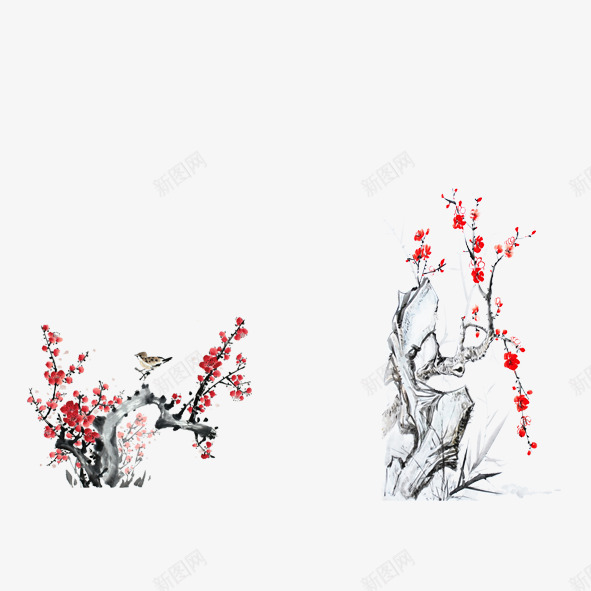 寒雪冬梅png免抠素材_88icon https://88icon.com 下雪 冬季 寒冷 梅花 装饰 配图