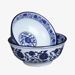 景德镇陶瓷产品实物两个青花碗高清图片