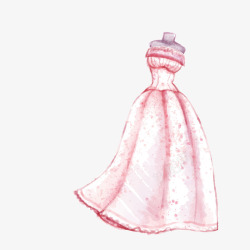 红色水彩手绘婚纱素材