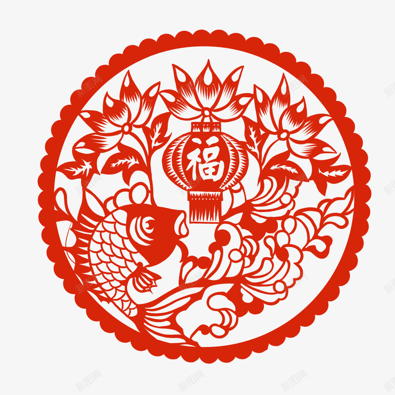 中国风剪纸风格psd免抠素材_88icon https://88icon.com 中国风新年素材 剪纸 新年 福字