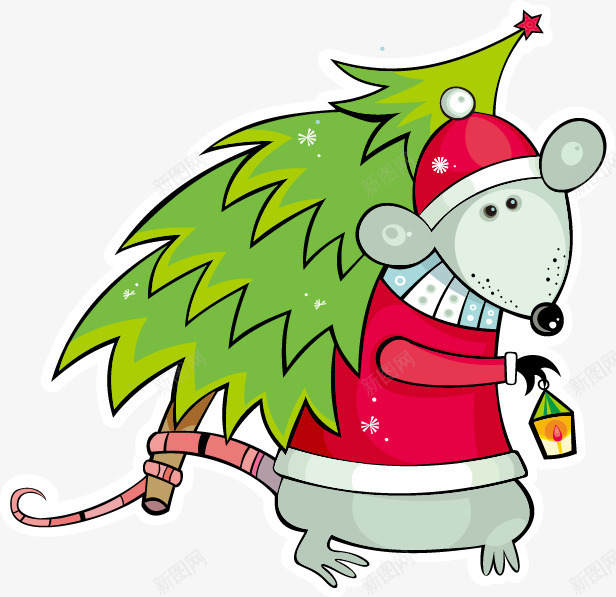 彩绘圣诞节装饰元素png免抠素材_88icon https://88icon.com merrychristmas 圣诞树 圣诞节元素 老鼠