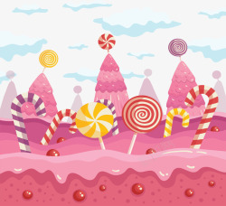 粉红色可爱糖果世界矢量图素材