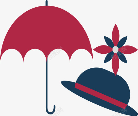 遮阳伞帽子不规则图形英国旅游装矢量图图标图标