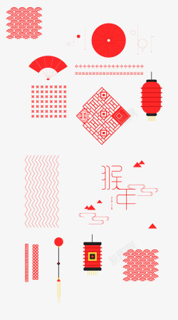 红色中国风元素装饰素材