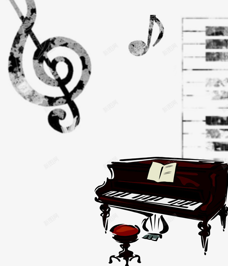 钢琴海报png免抠素材_88icon https://88icon.com 乐器 新年音乐会 海报 演奏 钢琴 音符