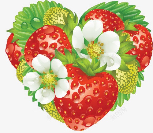 手绘心形草莓png免抠素材_88icon https://88icon.com 可爱 彩色 心形 手绘 水果 草莓