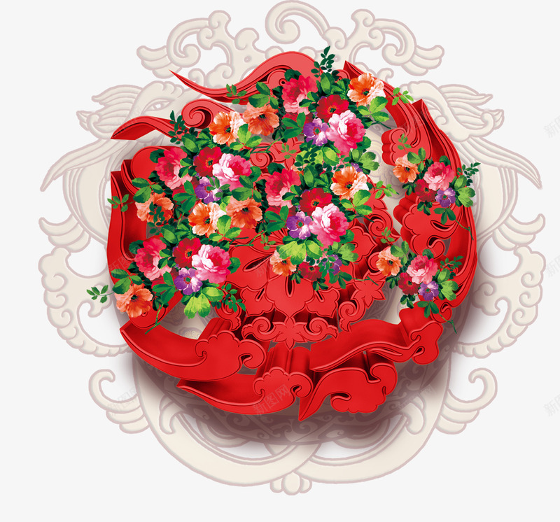 花朵装饰品png免抠素材_88icon https://88icon.com 新年快乐 新春 狗年 狗年吉祥 花朵 装饰品