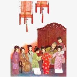 林黛玉手绘中国风红楼梦插画高清图片