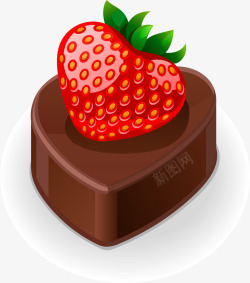 手绘草莓巧克力心形蛋糕素材