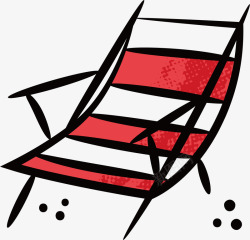 手绘卡通夏日海滩休闲躺椅标贴矢矢量图素材