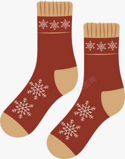羊毛袜红色冬季保暖毛线袜矢量图高清图片