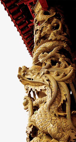 中国传统建筑石柱雕刻龙纹素材
