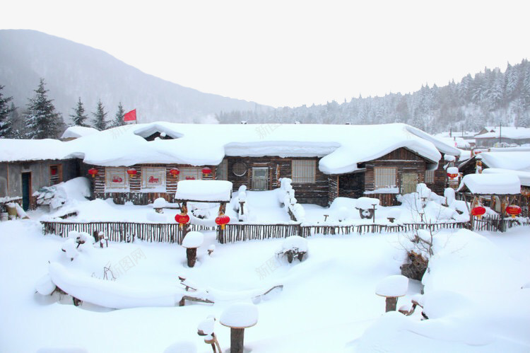 中国雪乡雪景psd免抠素材_88icon https://88icon.com 冬日雪景 城市街景 旅游风景