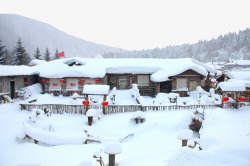 冬日街景中国雪乡雪景高清图片