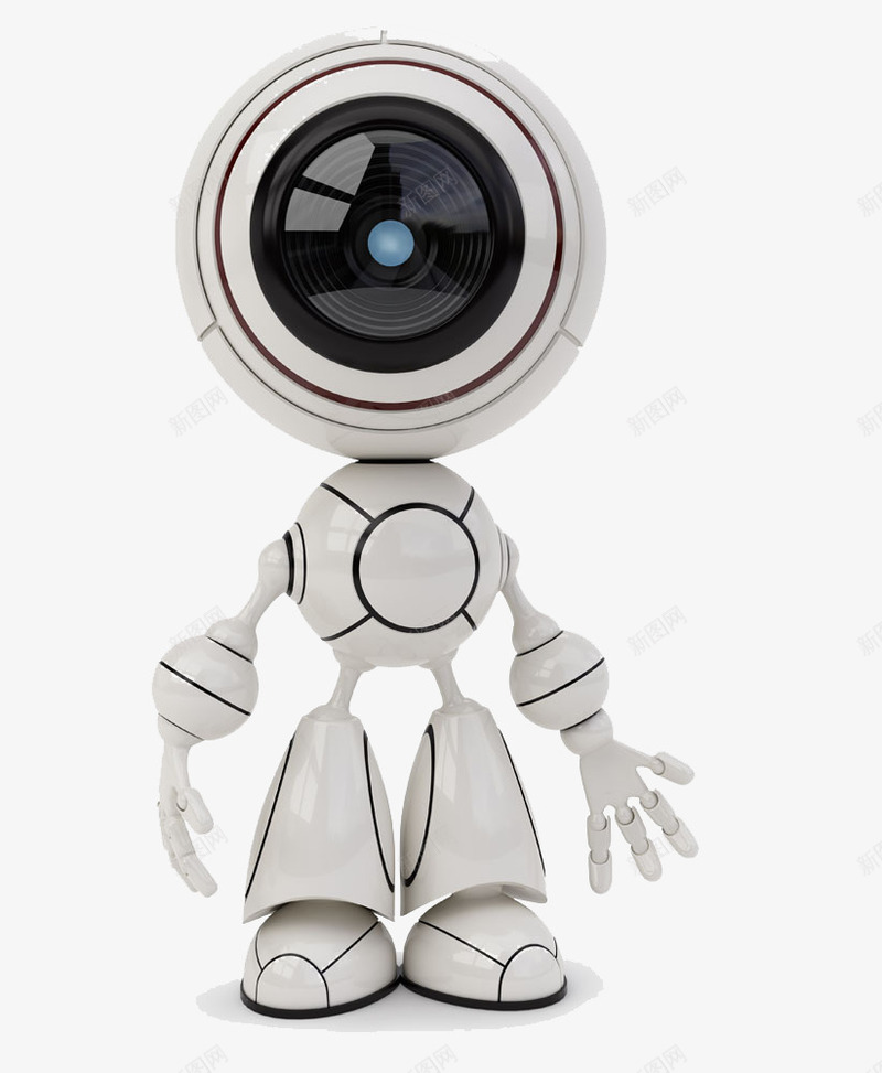 一个白色的机器人png免抠素材_88icon https://88icon.com 摄像头小人 机器人 机器人管家 白色的 科技