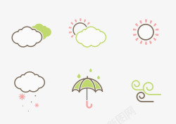 卡通刮风手绘简约天气图标高清图片