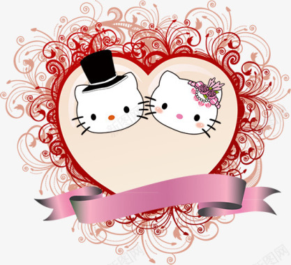 结婚素材猫咪花纹婚礼logo图标图标