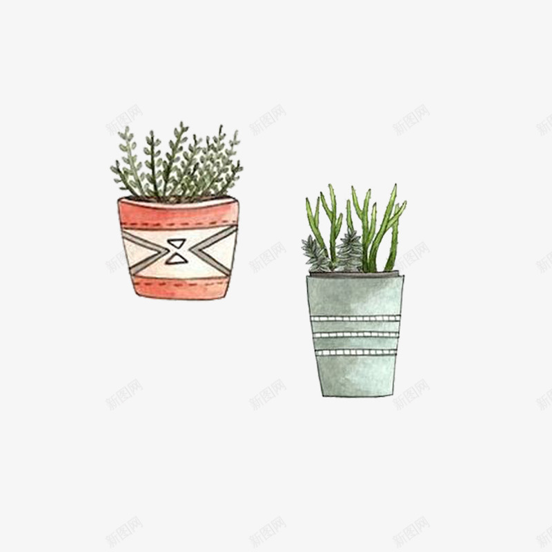 两盆带刺的植物绿植png免抠素材_88icon https://88icon.com 刺 手绘 植物 盆栽