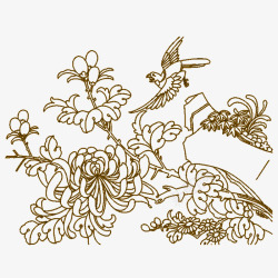 刺绣菊花纹理装饰图案素材