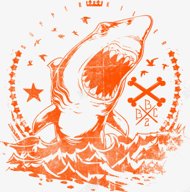 愚人节装饰素材装饰橙色鲨鱼logo矢量图图标图标