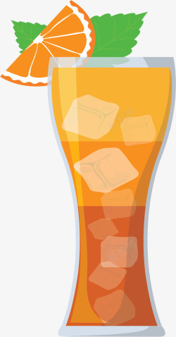 橘色加冰夏季果汁矢量图素材