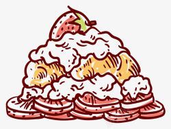 雪山冰淇淋蛋糕手绘蛋糕草莓手绘素材