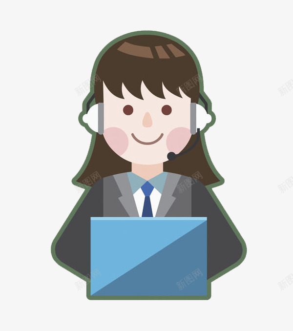 电话接听员png免抠素材_88icon https://88icon.com 图案 在线客服图标 女人 客服 工作的 微笑的 接听员 漂亮的 电脑