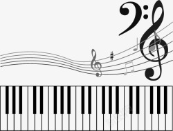 钢琴和动感音符矢量图素材