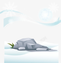 冬季雪花石头元素矢量图素材