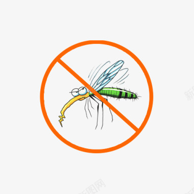 生气的蚊子卡通禁止蚊子插画图标图标