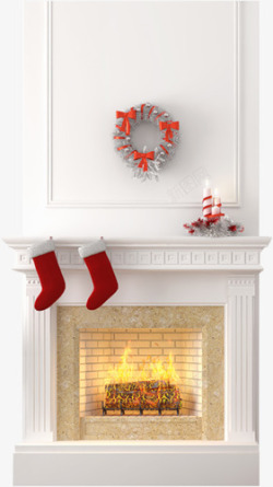 壁橱圣诞壁炉白色高清图片