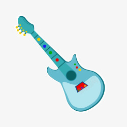 卡通蓝色的电吉他矢量图素材