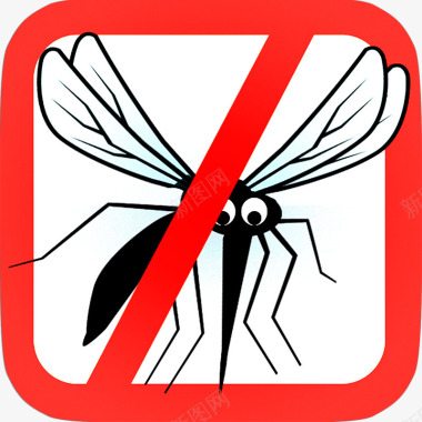 害虫卡通方形禁止蚊子疾控图标免图标