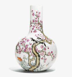 白瓷瓶花鸟瓶子高清图片