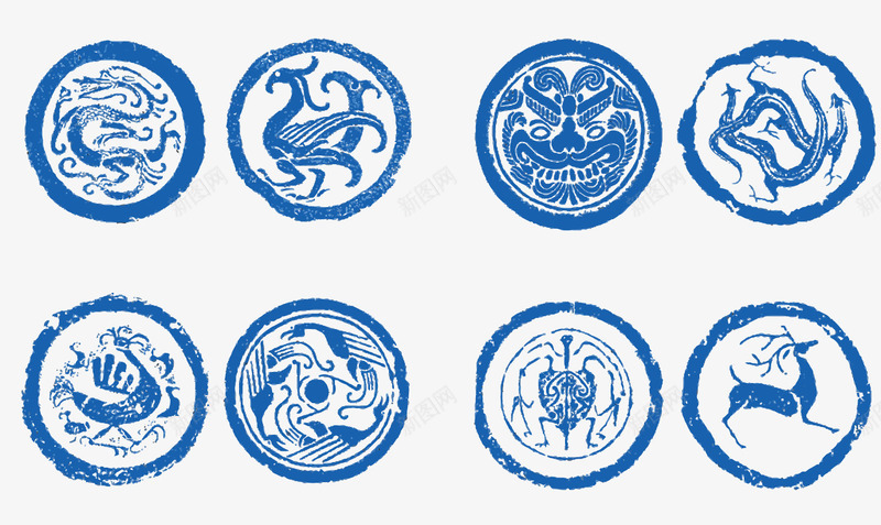 青花瓷图案png免抠素材_88icon https://88icon.com PNG图片 PNG图片素材 PNG素材 PNG素材免费下载 中国风 印花 圆形 青花瓷 鹿 龙