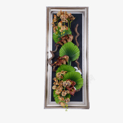 墙上立体花框植物挂饰时尚实木绢素材