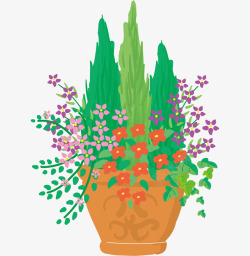 手绘植物花卉盆裁素材