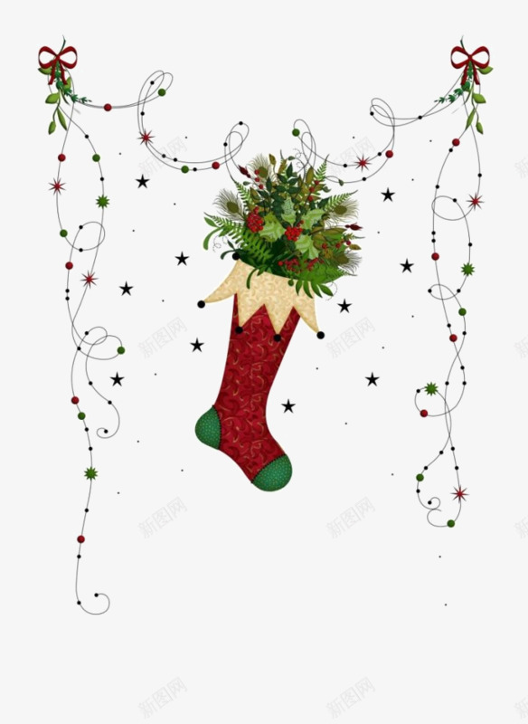 卡通圣诞礼物袜子装饰png免抠素材_88icon https://88icon.com 卡通手绘 圣诞 圣诞素材 植物盆栽 礼物 背景装饰 袜子