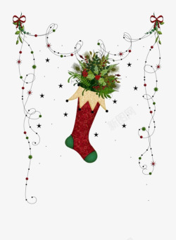 卡通圣诞礼物袜子装饰素材