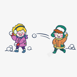 开心打雪仗玩雪小朋友高清图片