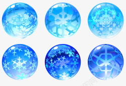 蓝色透明玻璃瓶雪花玻璃球插画高清图片
