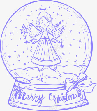圣诞矢量手绘天使水晶球图标图标