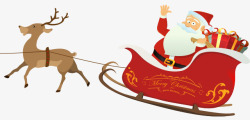 h5水彩麋鹿圣诞老人雪橇高清图片