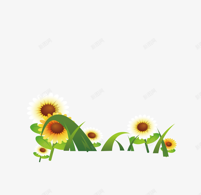 一堆向日葵png免抠素材_88icon https://88icon.com 卡通 植物 葵花
