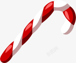 红白色卡通圣诞节拐杖素材