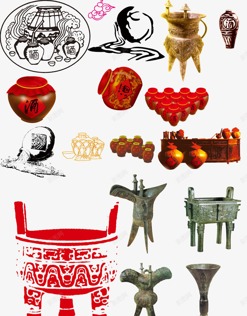 古典图案卡通中国风中国风png免抠素材_88icon https://88icon.com 中国风 中国风图案 中国风素材 卡通中国风素材 古典卡通 古典图片 古风酒坛 手绘 瓷器 酒坛 酒杯 鼎
