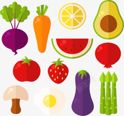 彩色水果蔬菜矢量图素材